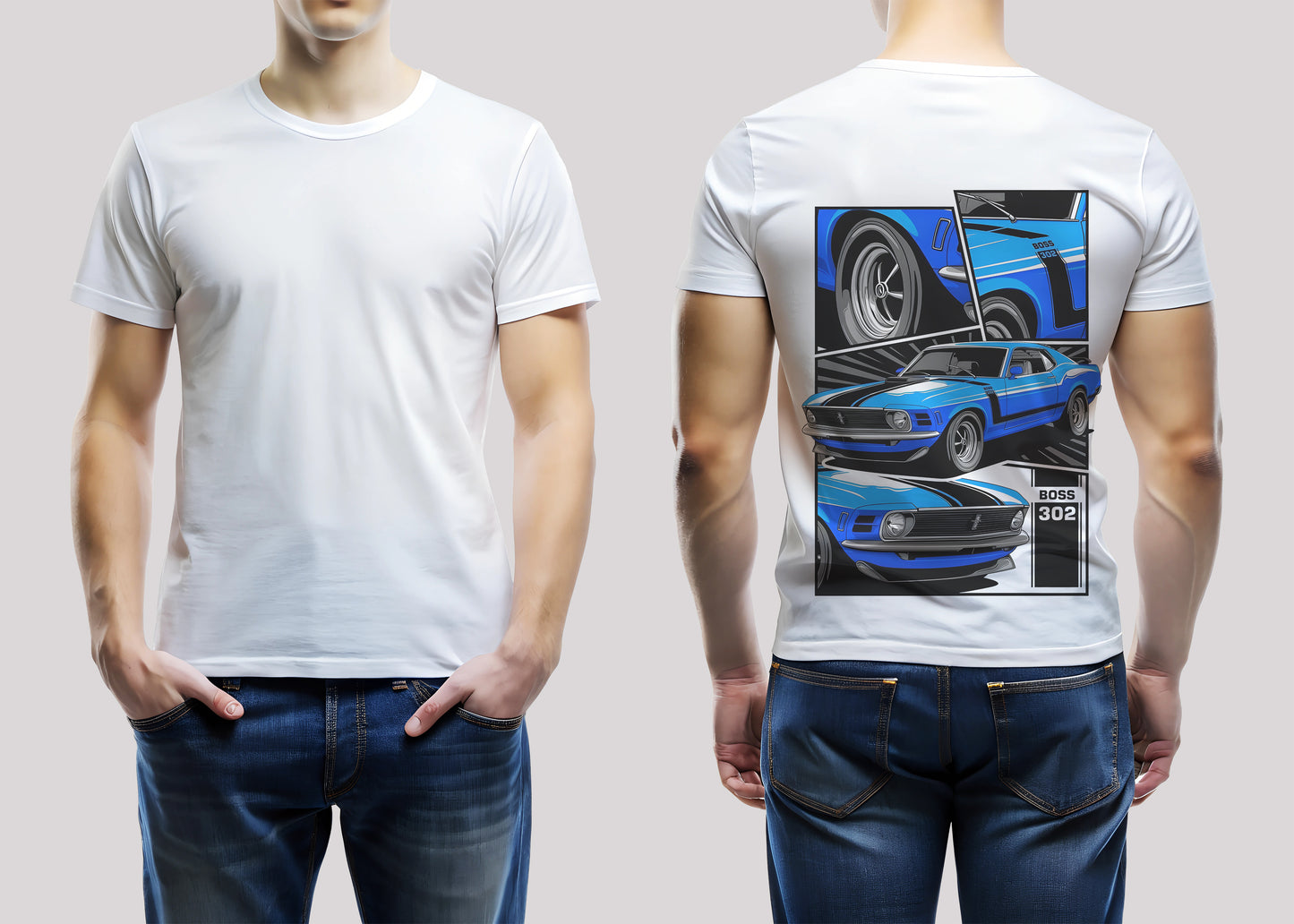 Vintage Blue car t-shirt